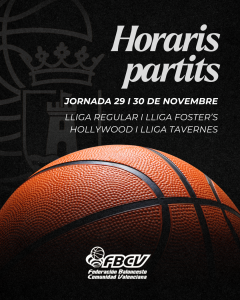 🗓️ PARTITS JORNADA 29 I 30 DE NOVEMBRE | LLIGA REGULAR, LLIGA FOSTER’S HOLLYWOOD I LLIGA TAVERNES 🗓️