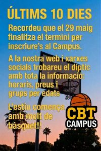 ⚠️ ÚLTIMS 10 DIES PER INSCRIURE’S AL CAMPUS C.B. TAVERNES